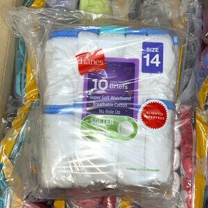 Hanes Girls’ Tagless Hipsters – LOT 37 - 240 pcs – 24 packs (10 ea) – Sz 14 -NEW